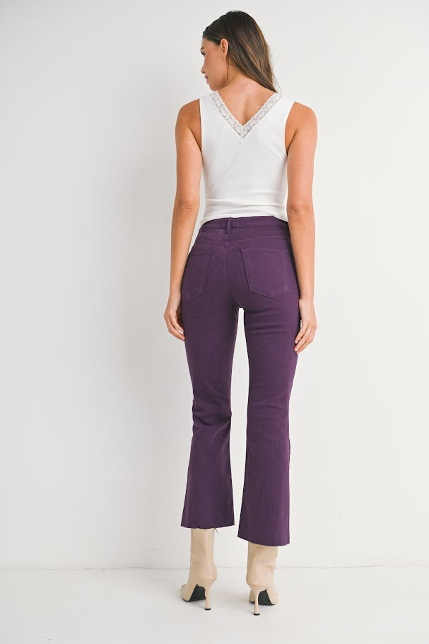 JUSTUSA HR Tonal Crop Flare Jean - Purple