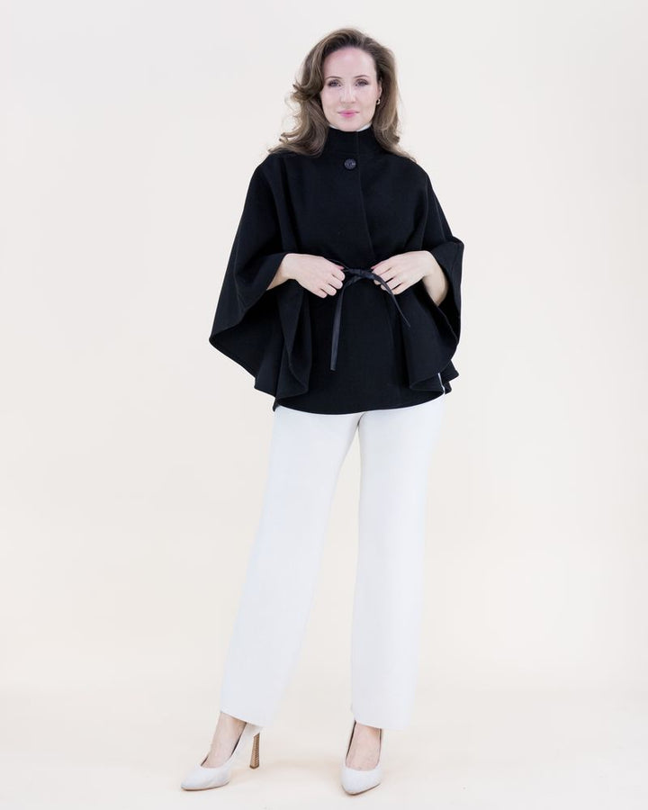 Funnel Neck Cape - Black