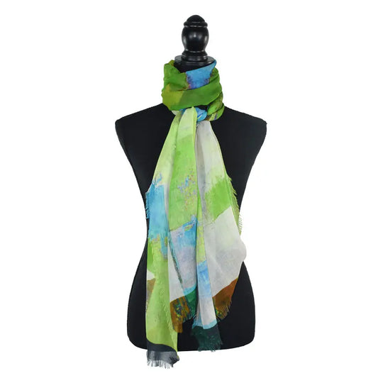 Absrtact Floral Scarf - Lime