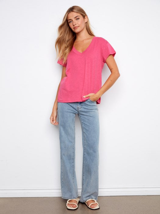 Basic Organic Cotton T Shirt - Fuchsia