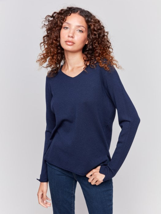 Perfect V Neck Sweater - Navy