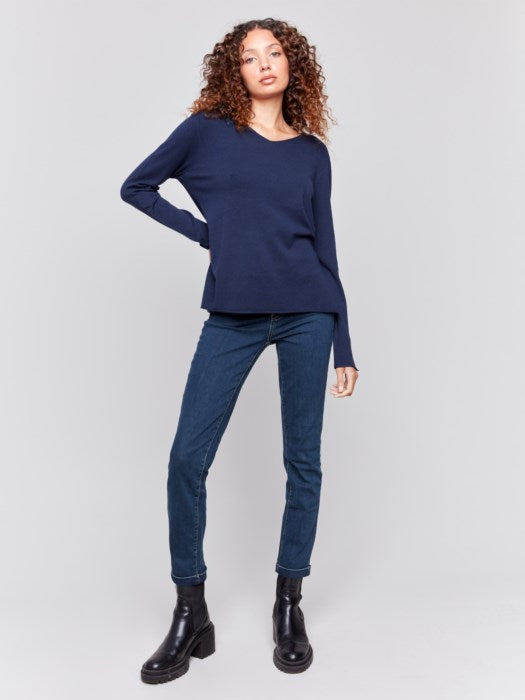 Perfect V Neck Sweater - Navy