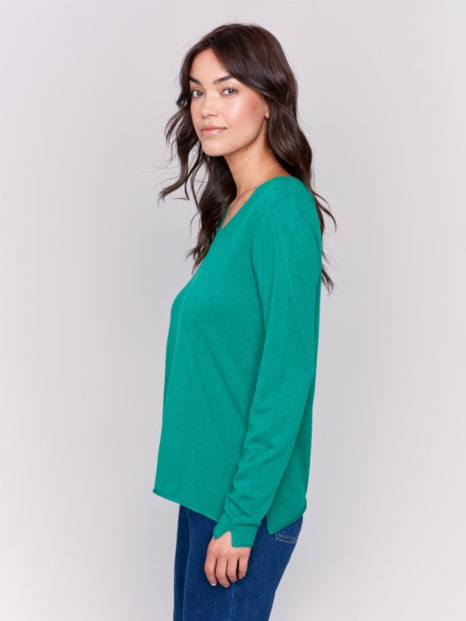 Perfect V Neck Sweater - Forest