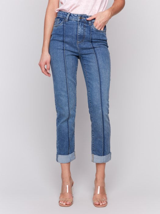 The Marie Cuffed Pant - Medium Blue