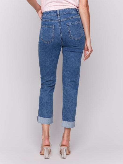 The Marie Cuffed Pant - Medium Blue