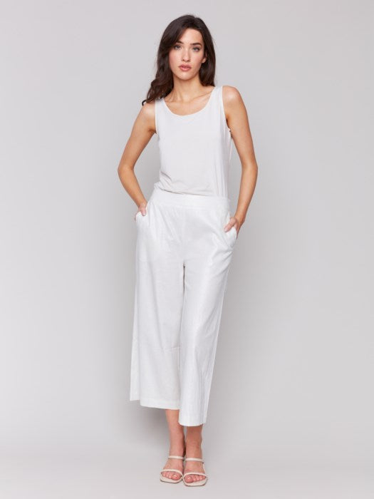 The Lucy Foil Linen Pant - Champagne