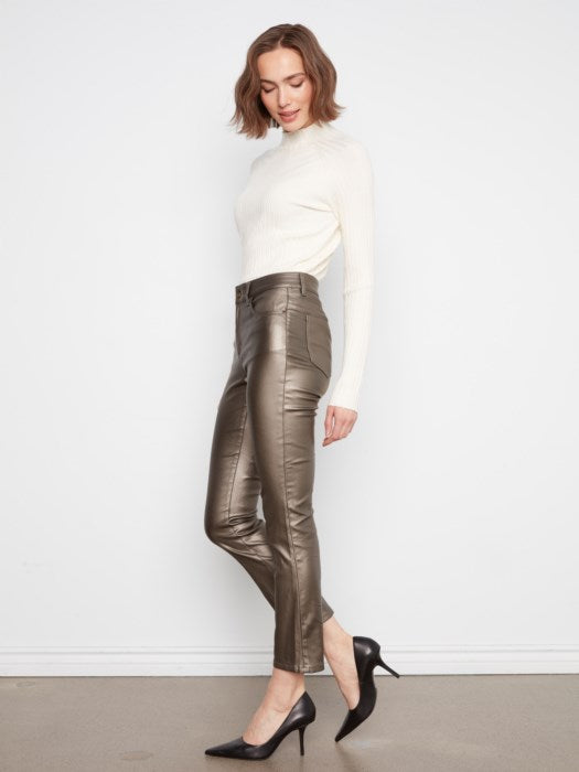 Mila Metallic Pants - Hunter