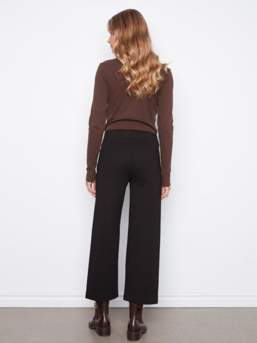 Wide Leg Ponte Pants - Black