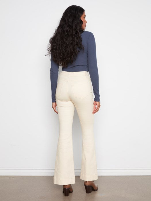 Classic Flare Leg Twill Pants - Natural