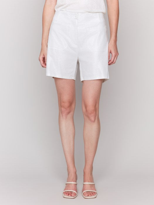 The Lucy Foil Linen Short - Champagne