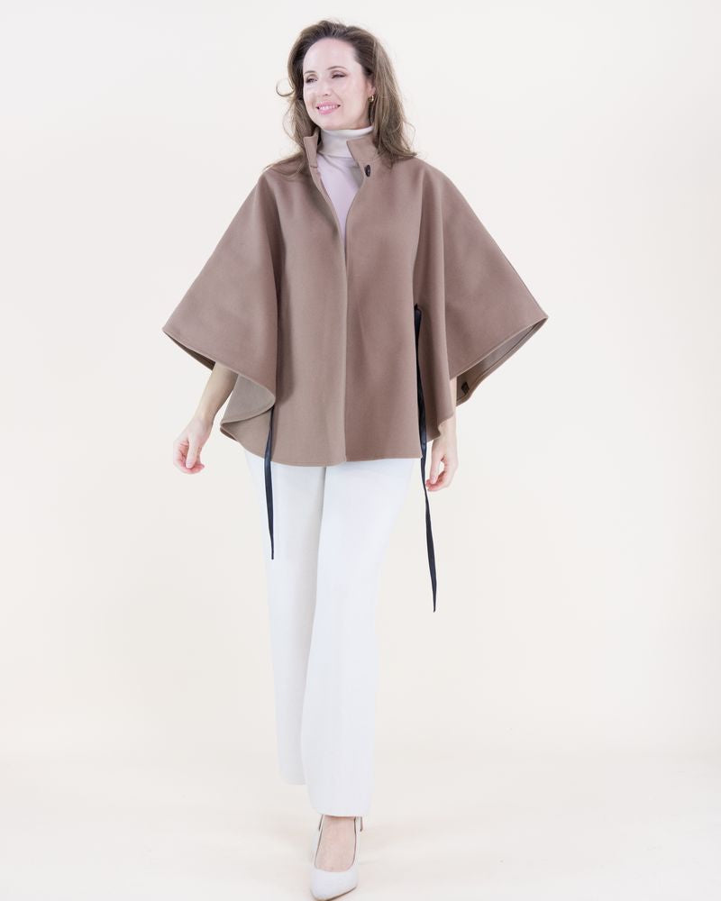 Funnel Neck Cape - Khaki