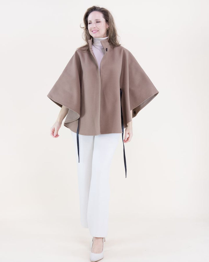 Funnel Neck Cape - Khaki