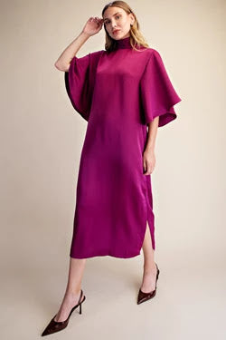 Stunning Satin Dress - Plum