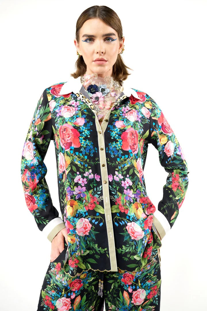 Zinnia Shirt - Black Floral