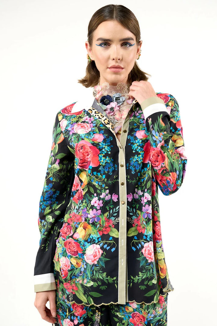 Zinnia Shirt - Black Floral
