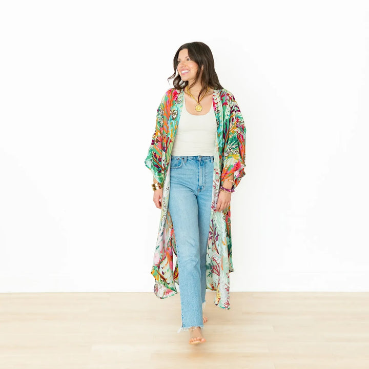 Enchanted Forest Long Kimono - Green