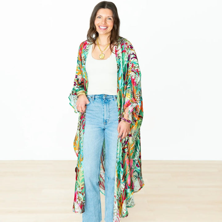 Enchanted Forest Long Kimono - Green