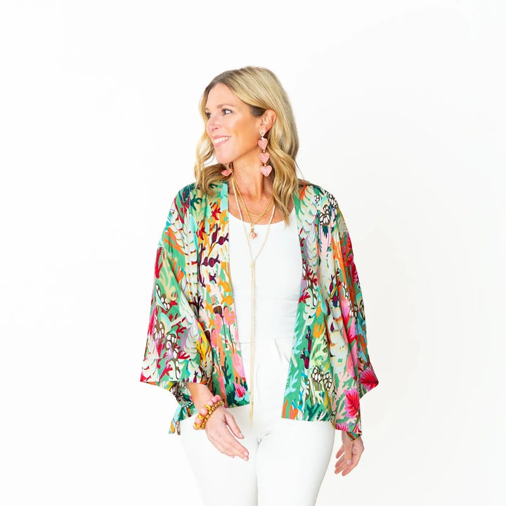 Enchanted Forest Short Kimono - Green