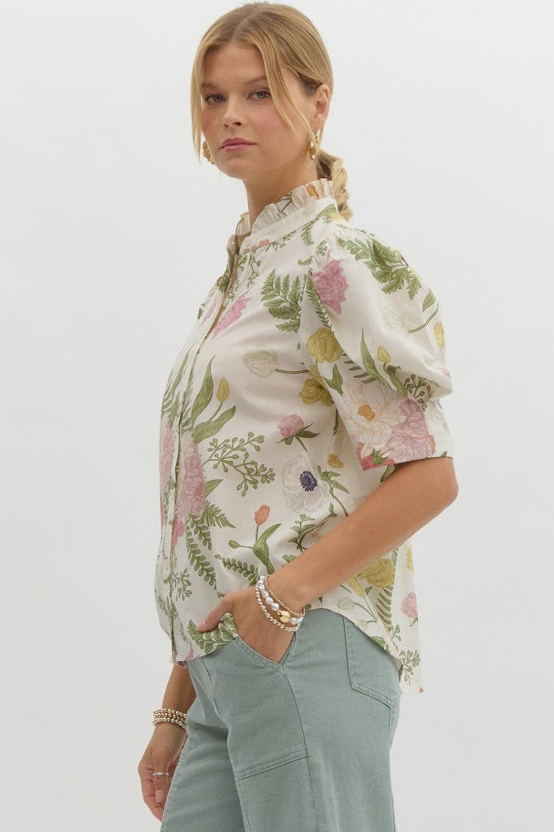 Botanical Bliss Blouse - Cream