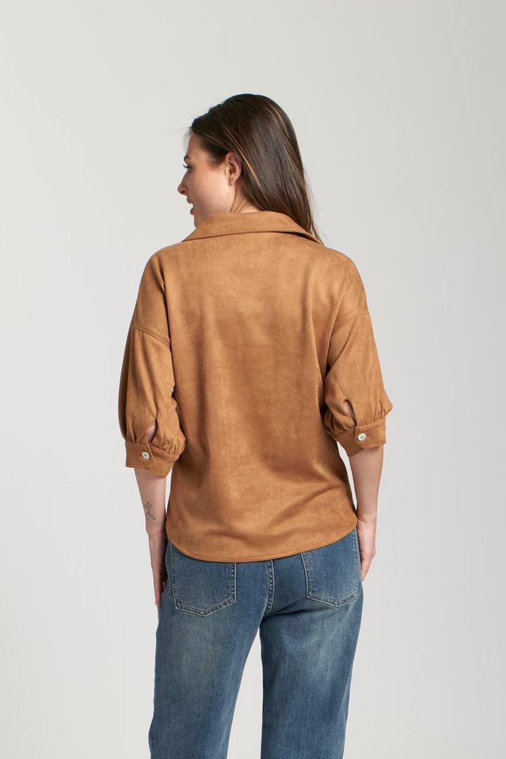 Vegan Suede Blouse - Caramel