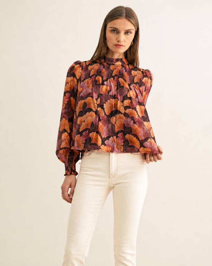Poppy Top - Burgundy Multi