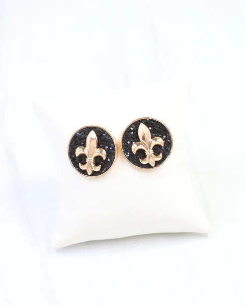 Frankie Fleur De Lis Earrings - Black