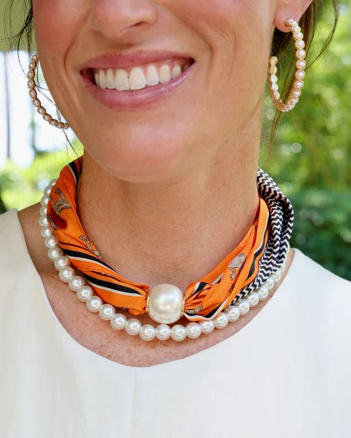 Fun 2 Strand Scarf Necklace - Orange
