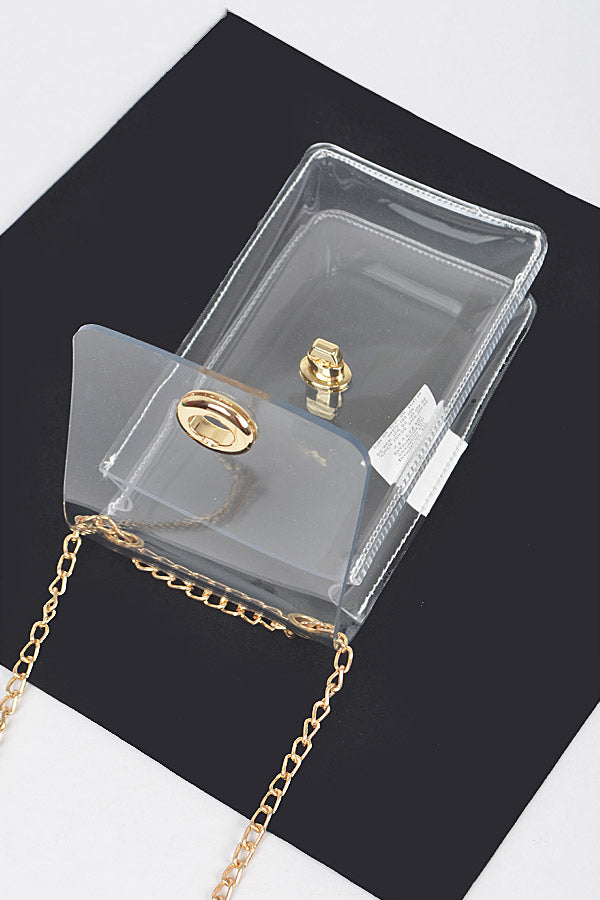 Clear Cellphone Crossbody - Clear Gold