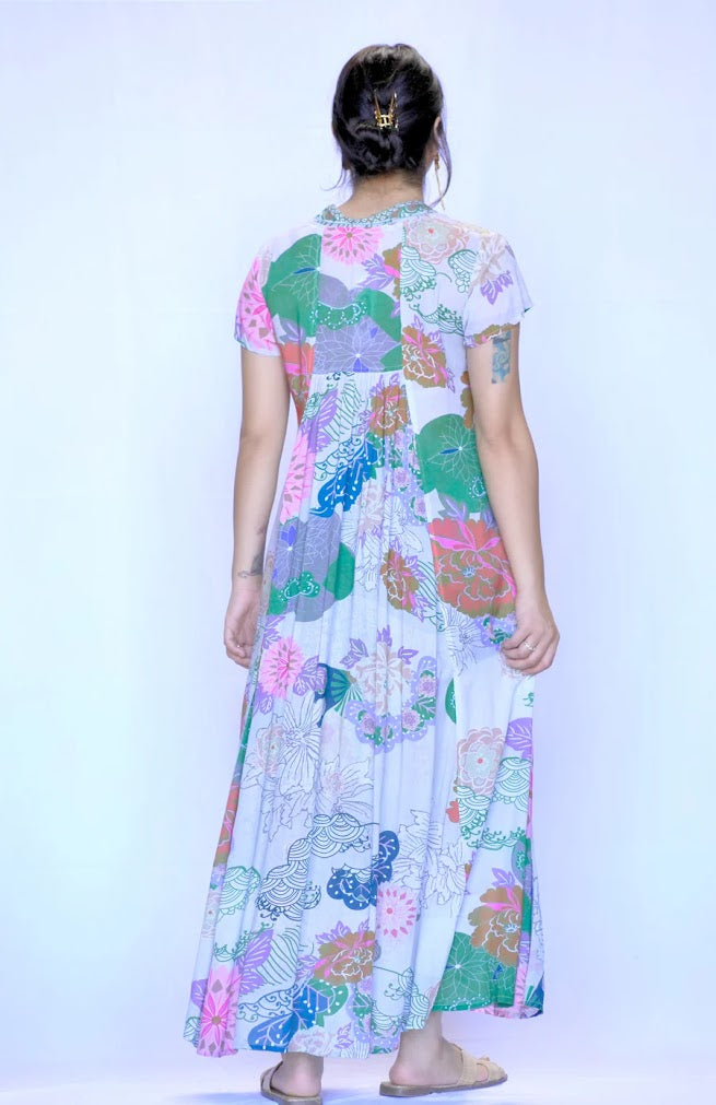 Amaryllis Maxi Dress - Green-Beige