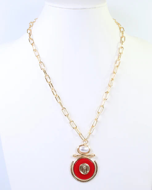 Moru Pendant Necklace - Red