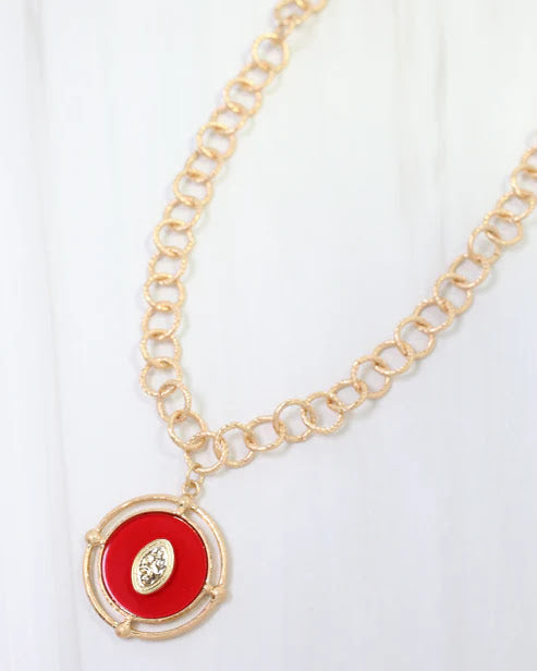 Moree Pendant Necklace - Red
