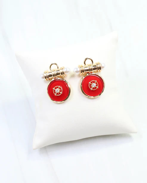 Kurri Circle Drop Earring - Red