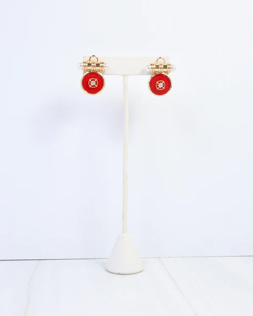 Kurri Circle Drop Earring - Red