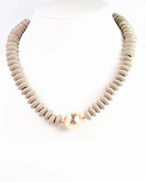 Dayle Disc & Ball Necklace - Brown