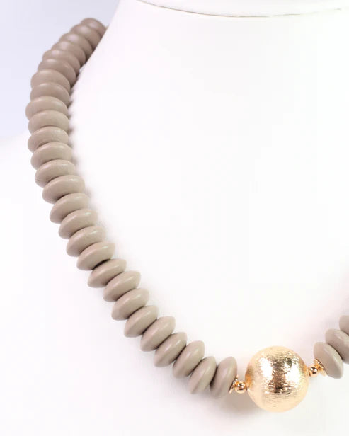 Dayle Disc & Ball Necklace - Brown