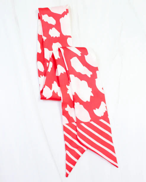 Lawson Leopard Skinny Scarf - Red White