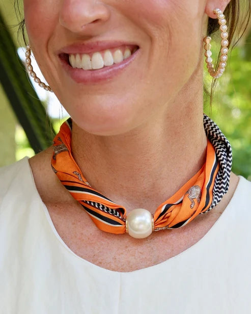 Fun 2 Strand Scarf Necklace - Orange
