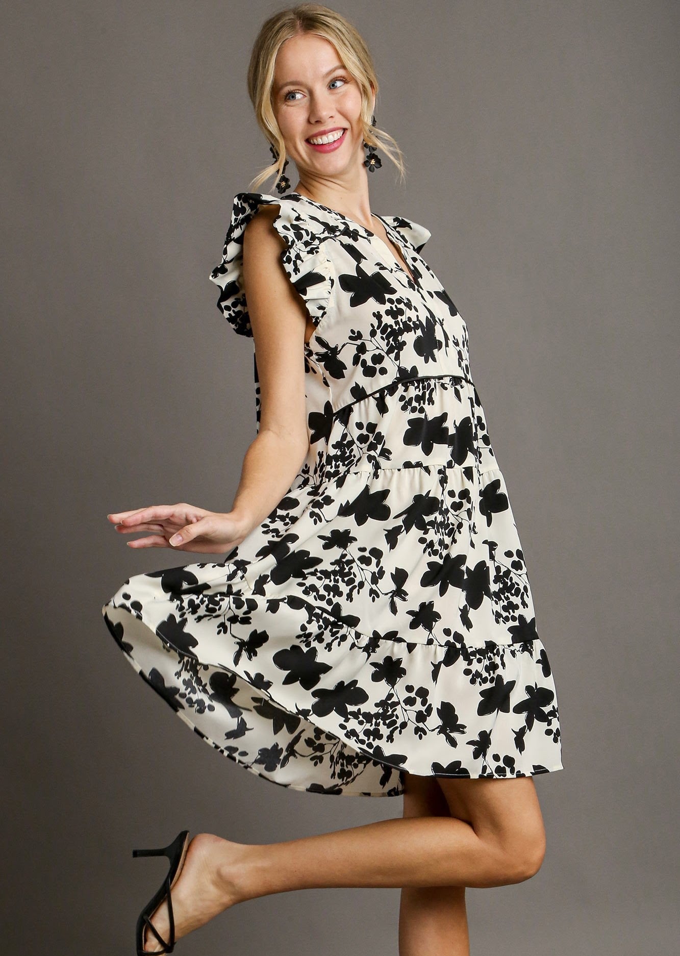 Fun And Floral Dress - Off White Mix
