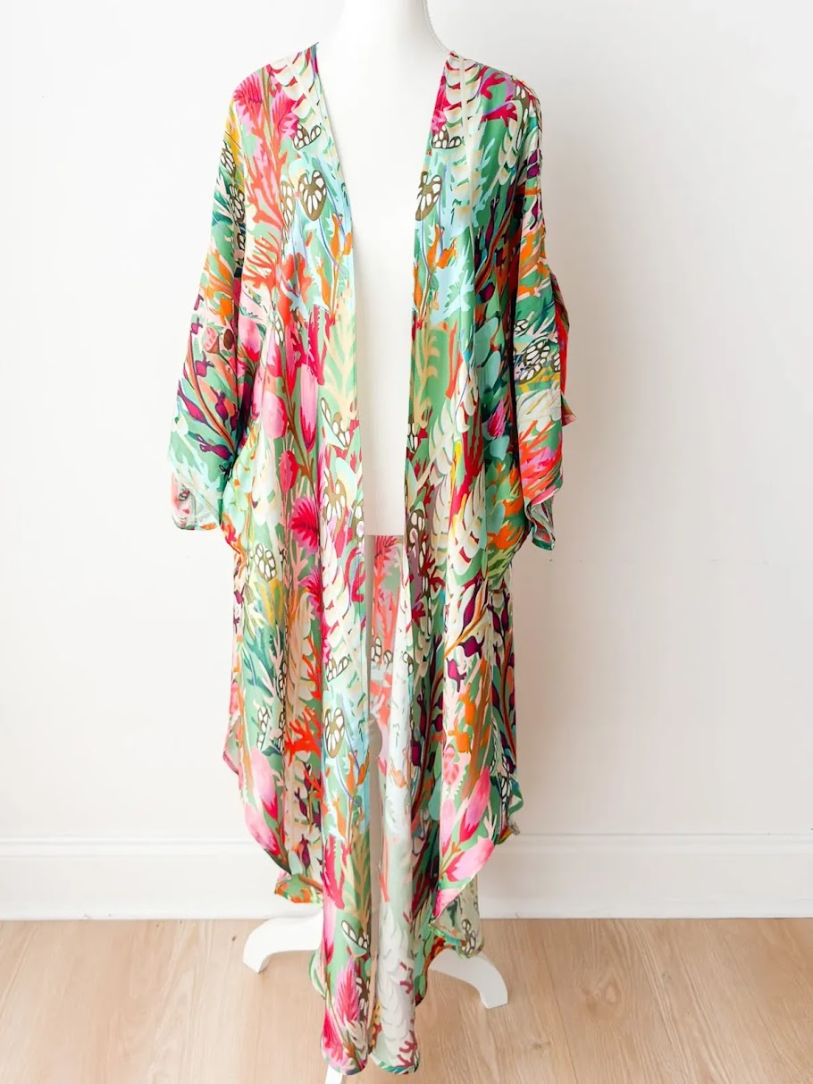 Enchanted Forest Long Kimono - Green