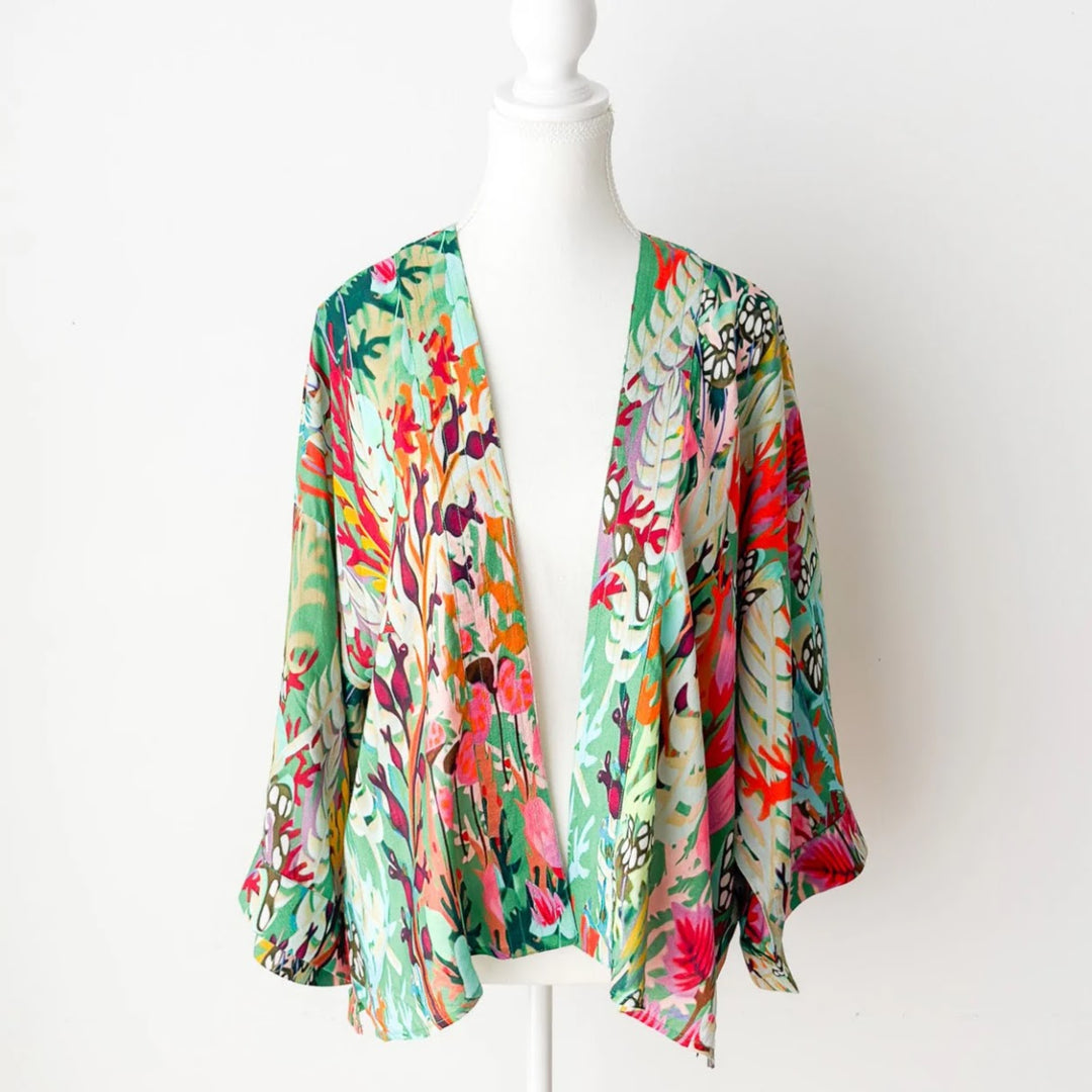 Enchanted Forest Short Kimono - Green
