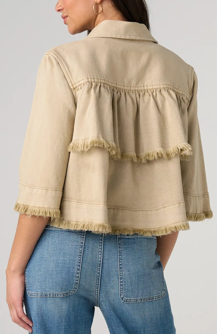 Leanna Flounce Jacket i Light Khaki