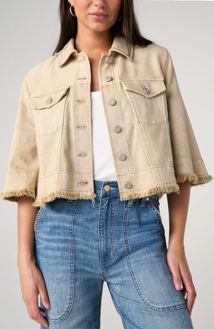 Leanna Flounce Jacket i Light Khaki
