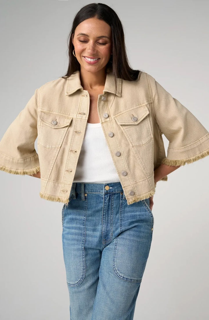 Leanna Flounce Jacket i Light Khaki