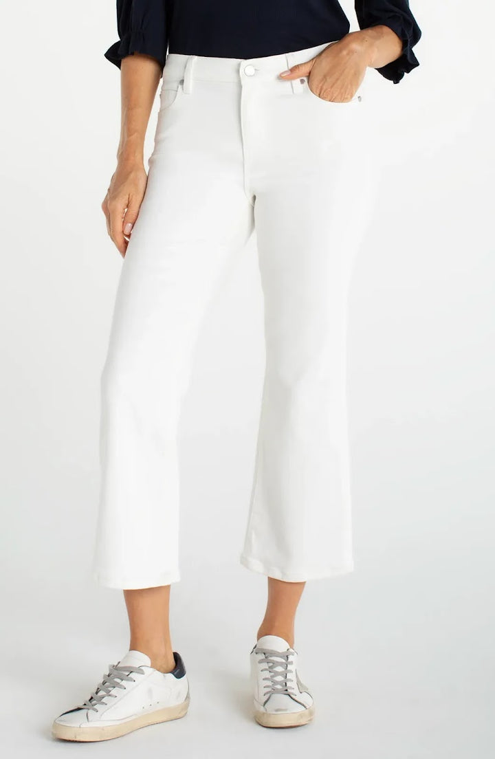 Hannah Crop Flare Jeans - White