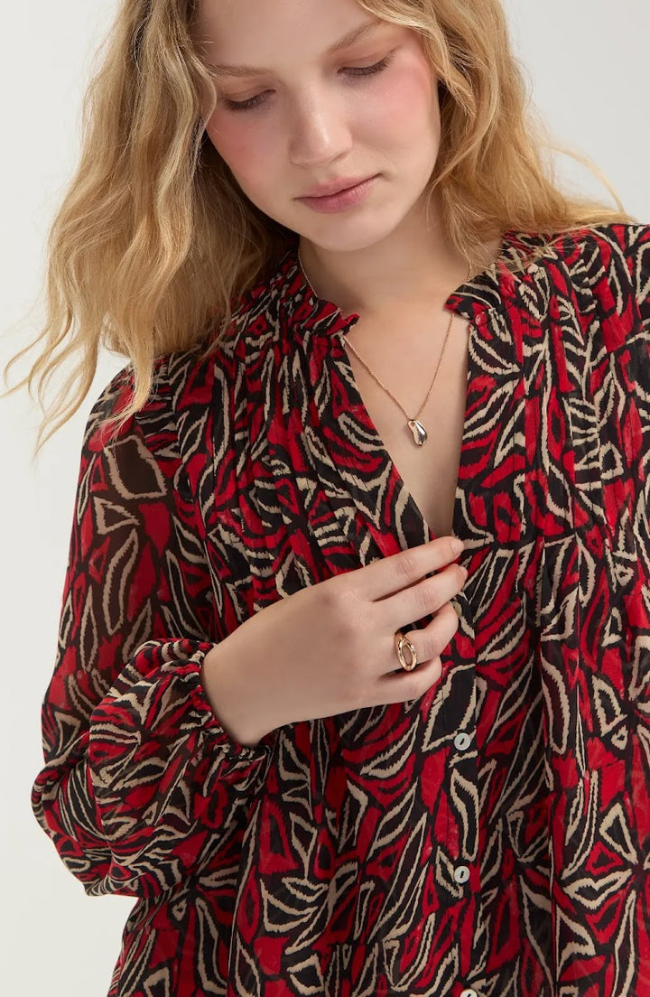 Mallory Blouse - Red Black Multi
