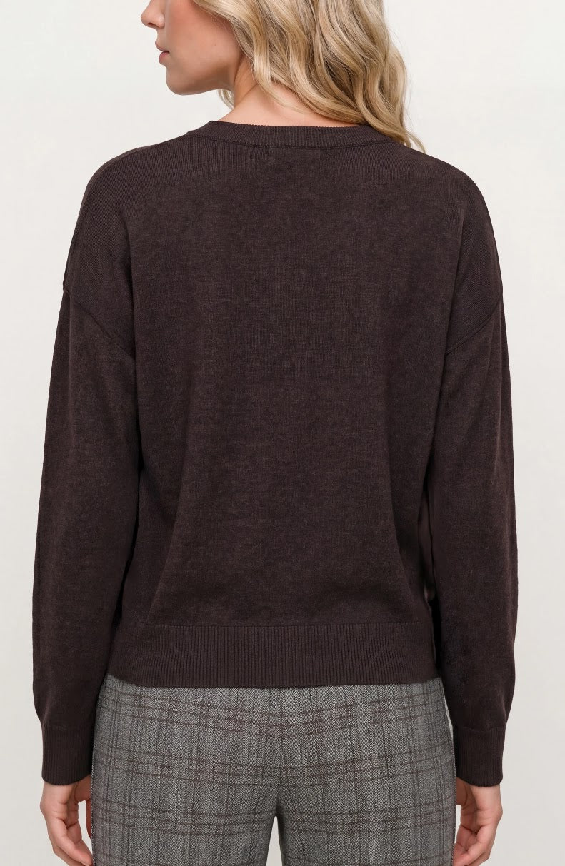 Darcie Drape Neck Sweater - Java Melange