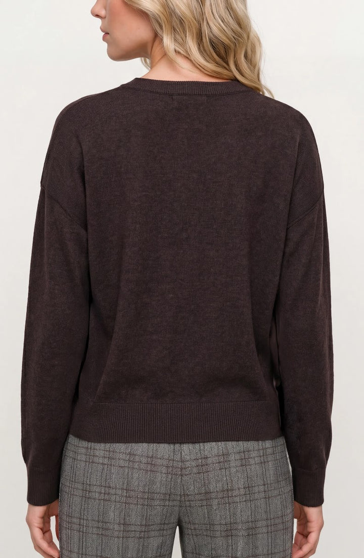 Darcie Drape Neck Sweater - Java Melange
