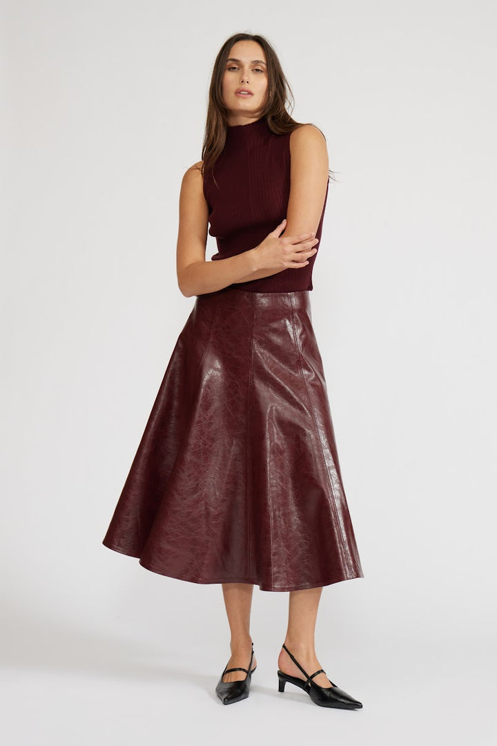 Oleska Pleated Skirt - Burgundy