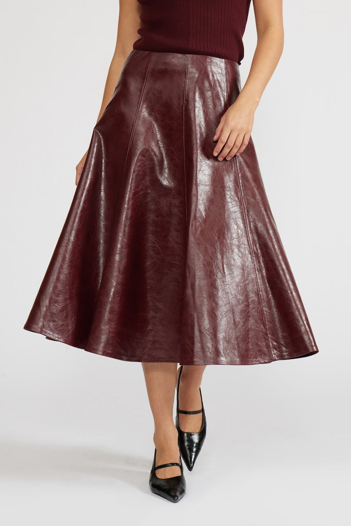 Oleska Pleated Skirt - Burgundy