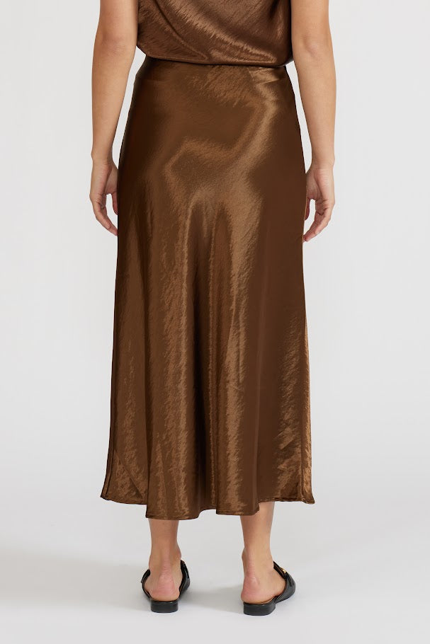 Barbara Satin Skirt - Bronze